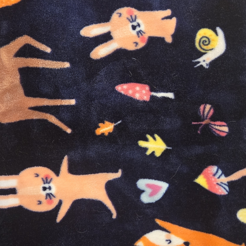 Machine Kids Blanket with Animal and Nature Print - Black and Orange